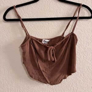 Princess Polly Ribbed Tie-Front Cami in Brown
